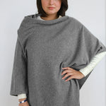 light gray cashmere Scottish cashmere poncho designed in Telluride and made in the USA. A versatile, elegant winter wrap for all body types.