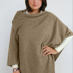 dark tan cashmere Scottish cashmere poncho designed in Telluride and made in the USA. A versatile, elegant winter wrap for all body types.