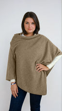 dark tan cashmere Scottish cashmere poncho designed in Telluride and made in the USA. A versatile, elegant winter wrap for all body types.