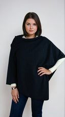 navy blue cashmere Scottish cashmere poncho designed in Telluride and made in the USA. A versatile, elegant winter wrap for all body types.
