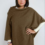 natural brown cashmere Scottish cashmere poncho designed in Telluride and made in the USA. A versatile, elegant winter wrap for all body types.