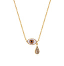 Grainne Morton Brown Eye Teardrop Necklace with vintage glass and rhinestone in 18k gold-plated silver