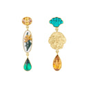 Grainne Morton Daffodil and Lady Earrings in 18k gold-plated silver with vintage glass