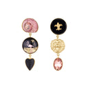 Grainne Morton Flamingo and Lion Earrings with jet, shell, and vintage glass details