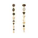 Grainne Morton Nine Charm Multi Drop Earrings with cameo, moonstone, pearl, agate, and vintage charms