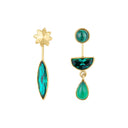 Grainne Morton Victorian Malachite Drop Earrings with green malachite, black onyx, and vintage rhinestone