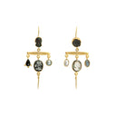 Grainne Morton Victorian Pin Drop Earrings with cameo, labradorite, onyx, pearl, jet, and glass