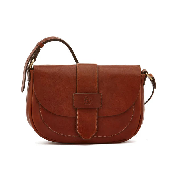 Il Bisonte Fausta medium crossbody bag in seppia vegetable-tanned Italian leather