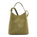 Il Bisonte Le Laudi suede bucket bag in bamboo with vegetable-tanned leather trim