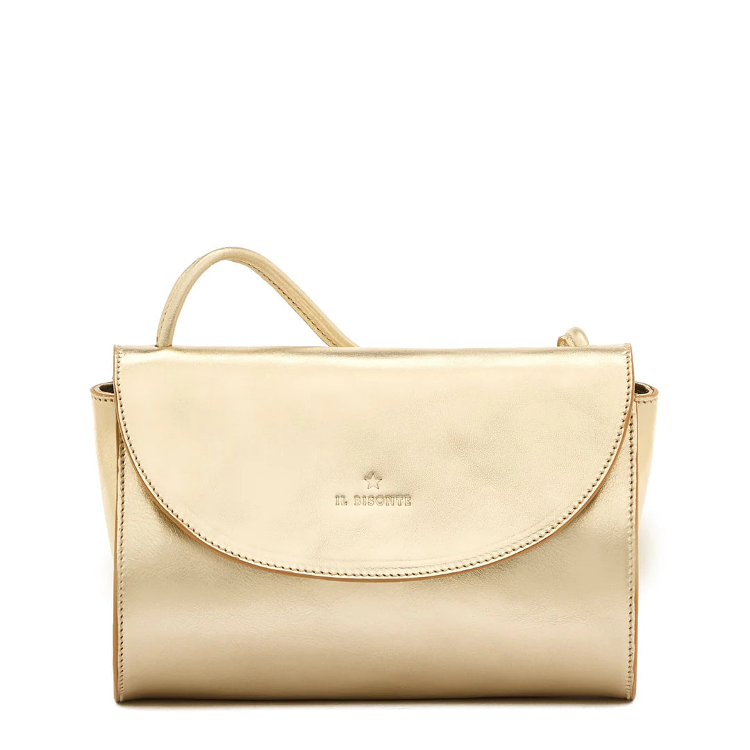 Il Bisonte Linea 1978 crossbody bag in metallic platinum Italian leather