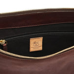 Interior of Il Bisonte Oliveta Hobo Bag featuring cotton canvas lining and zip pocket