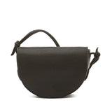Il Bisonte Snodo crossbody bag in black vintage leather with handcrafted wood frame