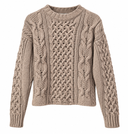 Lamberto Losani for CashmereRED cashmere Aran cropped crewneck sweater in dark natural