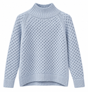 Lamberto Losani for CashmereRED honeycomb cashmere Aran turtleneck in pale Blue Haze