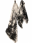Lamberto Losani for CashmereRED cashmere pashmina wrap in a black and ivory floral print