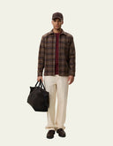 Les Deux Check Wool Overshirt in 100% wool with a faded windowpane pattern and classic collar