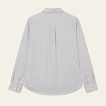 Back view of Les Deux Desert Reg Shirt in Grey Mélange brushed cotton, slim fit with center box pleat