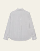 Back view of Les Deux Desert Reg Shirt in Grey Mélange brushed cotton, slim fit with center box pleat