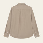 Back view of Les Deux Desert Reg Shirt in Lead Grey brushed cotton, slim fit with classic yoke and box pleat