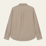 Back view of Les Deux Desert Reg Shirt in Lead Grey brushed cotton, slim fit with classic yoke and box pleat