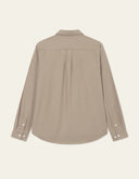 Back view of Les Deux Desert Reg Shirt in Lead Grey brushed cotton, slim fit with classic yoke and box pleat