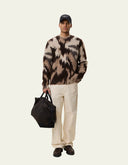 Les Deux Forrest Crewneck Knit with abstract camouflage pattern and textured wool-blend construction