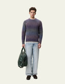 Les Deux Gradient Roundneck Knit with a light-to-dark gradient and chunky ribbed texture