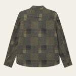 Back view of Les Deux Kody Patchwork Wool Overshirt, heavyweight merino wool shirt jacket with classic collar and tailored cuffs