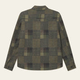 Back view of Les Deux Kody Patchwork Wool Overshirt, heavyweight merino wool shirt jacket with classic collar and tailored cuffs