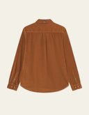 Back view of Les Deux Konrad Corduroy Shirt in lightweight organic cotton with curved hem and box pleat yoke