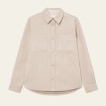 Les Deux Lennon Bouclé Overshirt in heavyweight textured fabric with chest flap pockets and bone-look buttons, front view