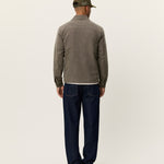 Back view of men's structured melange jacket by Les Deux in teak brown with a regular fit and clean finish