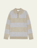 Les Deux Striped Mélange Knitted Polo with bold horizontal stripes and a three-button polo collar