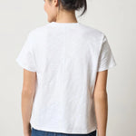 Back view of Lilla P Boyfriend V-Neck Cotton Slub Tee in White – relaxed fit women’s tee