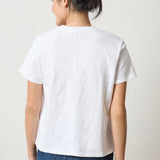 Back view of Lilla P Boyfriend V-Neck Cotton Slub Tee in White – relaxed fit women’s tee