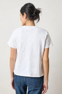 Back view of Lilla P Boyfriend V-Neck Cotton Slub Tee in White – relaxed fit women’s tee