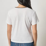 Back view of women's cotton crewneck tee by Lilla P in white with relaxed fit