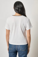 Back view of women's cotton crewneck tee by Lilla P in white with relaxed fit