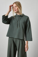 Lilla P Easy Scrunch Neck Sweatshirt in 100% cotton with a gathered neckline and relaxed fit