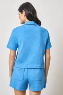 Back view of women's elbow sleeve cotton t-shirt by Lilla P in regatta with relaxed fit