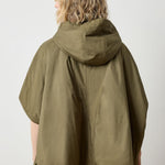 Back view of Lilla P Hooded Poncho in evergreen, knit women’s poncho with relaxed fit and hood