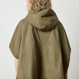 Back view of Lilla P Hooded Poncho in evergreen, knit women’s poncho with relaxed fit and hood