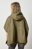 Back view of Lilla P Hooded Poncho in evergreen, knit women’s poncho with relaxed fit and hood