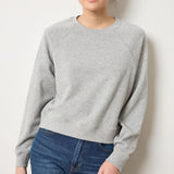 Lilla P Raglan Sweatshirt in French Terry cotton, neutral colorway with shorter length and raglan sleeves, modern pullover, front view