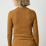 Back view of Lilla P Rib Slub Long Sleeve Crew Neck Shirt, long sleeve ribbed women’s essential top