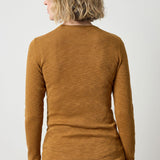 Back view of Lilla P Rib Slub Long Sleeve Crew Neck Shirt, long sleeve ribbed women’s essential top