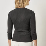 Back view of women's fitted cotton top by Lilla P in ribbed slub fabric