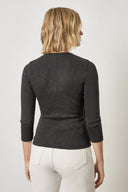 Back view of women's fitted cotton top by Lilla P in ribbed slub fabric