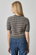 Back view of the Lilla P short sleeve crewneck cardigan