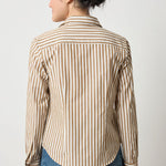 Back view of Lilla P Slim Fit Button Down Shirt in crisp poplin, tailored fit women’s poplin shir